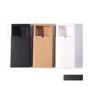 Cajas de embalaje Caja de regalo de papel Kraft negro Embalaje blanco Cartón Boda Baby Shower Galleta Delicada Der Drop Delivery Office Scho Dhsip