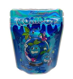 Verpakkingsdozen Blueberry Kompot Cali Pack Mylar Bags Ruikbestendig Hersluitbare ritssluiting Holografische 420 DRY HERBE TAG DRAAP Levering OTI3M