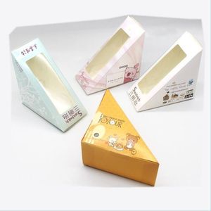 Bo￮tes d'emballage Bo￮te ￠ emballage sandwich jetable Cartoon Triangle Papier de petit-d￩jeuner en forme de triangle avec fen￪tre d'animal 188 N2 Drop Livraison DHXCZ