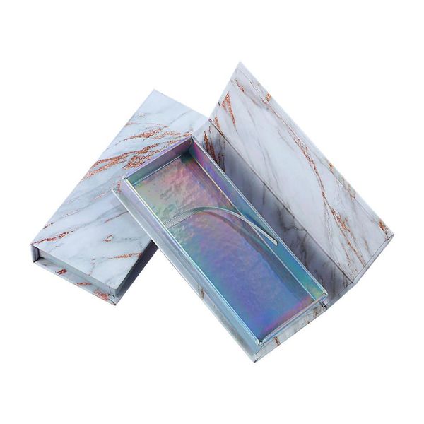 Cajas de embalaje Elegante caja de pestañas vacías de mármol blanco Caja de espejo de almacenamiento Pestañas postizas Gota magnética y sin imán Homeindustry Dhah3