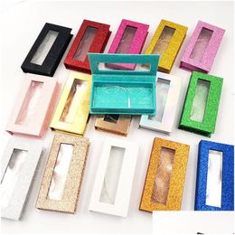 Boîtes d'emballage Glitter False Eyelash Case 3D Mink Eyelashes Faux Cils Lash Stripe Boîte Vide Magnétique Avec Plateau Drop Delivery Office S Dhtj0