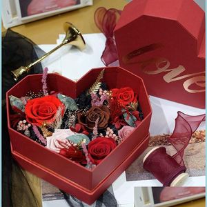 Boîtes d'emballage Amour en forme de coeur Boîte à fleurs bronzante Engagement de mariage Saint-Valentin Petite amie Cadeau d'anniversaire Paquet Drop Livraison O Dhcox