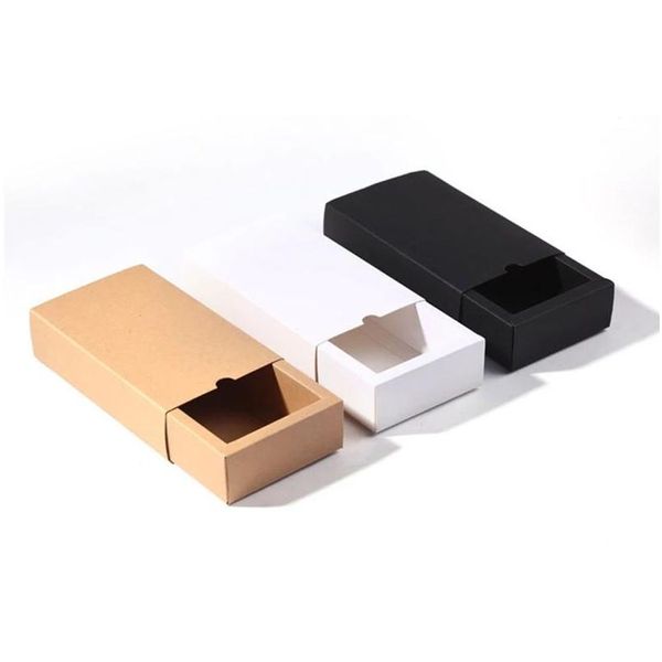 Boîtes d'emballage Kraft Paper Box Black Papers Gift Baby Shower Package Cookie Délicat Der Drop Delivery Office School Business Industria Ot9Ec