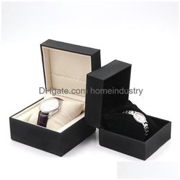 Verpakkingsdozen enkele slot horloge doos PU Leer polshorloge weergave -weergave met kussen draagbare organisator voor cadeauarmband sieraden drop dhnzr