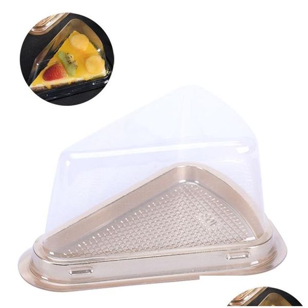 Boîtes D'emballage Boîte À Gâteaux En Plastique Transparent Fromage Triangle Gâteaux 3 Couleurs Blister Restaurant Melaleuca Dessert Emballage 4 Couleurs Dro Dhd6G