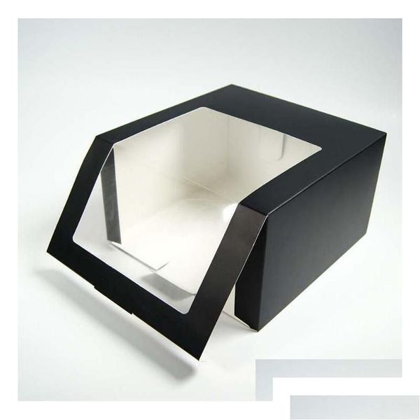 Cajas de embalaje al por mayor 100 piezas caja de sombrero de papel con ventana de PVC gorra de béisbol boina fiesta regalo embalaje Sn4785 Drop Delivery Office Sch Dhzuj