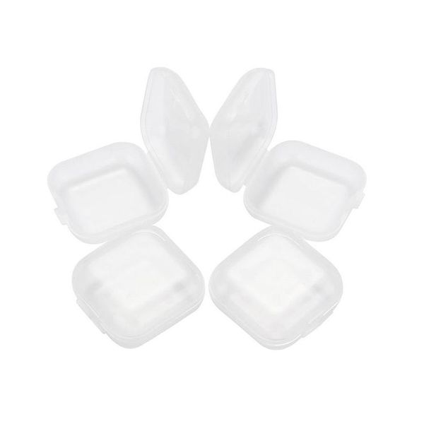 Boîtes d'emballage en gros bricolage carré boîte transparente stockages en plastique conteneurs cas avec couvercles bijoux bouchons d'oreilles boîtes de rangement 3.8x3.8cm bureau Dhwml