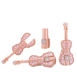 Embalaje botella vacía nueva llegada 12,1mm Mini violín lápiz labial tubo DIY creativo oro rosa recargable portátil envase de embalaje cosmético