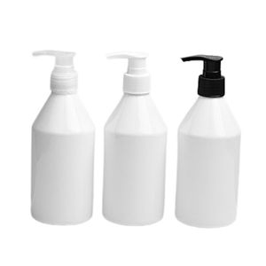 Emballage Vide Bouteille En Plastique Blanc Wryshoulder PET Blanc Noir Transparent Lotion Vis Presse Pompe Portable Rechargeable Emballage Cosmétique Conteneur 300 ml