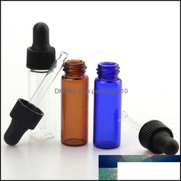 Emballage Bureau École Affaires Industrial4Ml Flacons compte-gouttes Effacer Ambre Bleu Verre Échantillon Bouteille Flacons Pour E Liquide Avec Couvercles Noirs 3000P