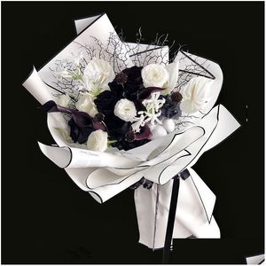 Papier D'emballage 20 Pcs Noir Blanc Couleur Étanche Fleur Papiers D'emballage 60 Cm Bouquet Fleuriste Matériel Cadeau Artisanat 220328 Drop Delivery De Dh7Qv