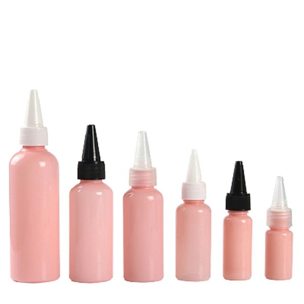 Emballage Rose Bouteille En Plastique Ronde Épaule PET Noir Clair Blanc Sharp Bec Couverture Vide Récipient Cosmétique Portable Rechargeable 10 ml 20 ml 30 ml 50 ml 60 ml