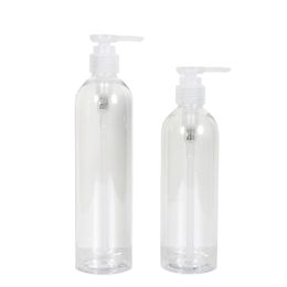 Verpakking transparant plastic fles ronde schouder huisdier witte lotion pers pomp lege navulbare draagbare cosmetische verpakking container 250 ml 300ml