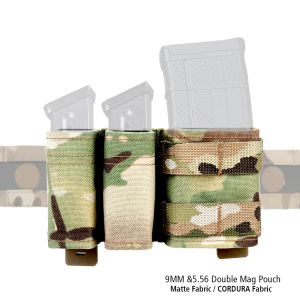 Emballe 9 mm / 5.56 Magazine Souching Tactical Pistol Mag Sachets Military Double Mag Sag Hunting Airsoft Holder avec clip de support en nylon rapide