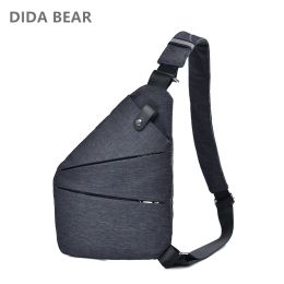 Emballe Dida Bear Summer Sacs à bandoulins simples noirs pour hommes Sac à forte nylon étanche en nylon