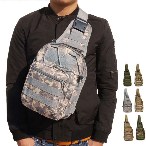 Emballe les sacs à bandoulière Tactical Men Hommes en plein air Camouflage armée Sling Backpack Molle Rucksacks Sport Camping Hunting Travel Coffre Bag