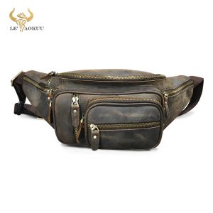 Packs Soft Crazy Horse Cuir Travel Vintage Fanny Taist Belt Sac coffre Pack Sac Sac de conception Téléphone Cadre Cigarette pour hommes Mâle 379