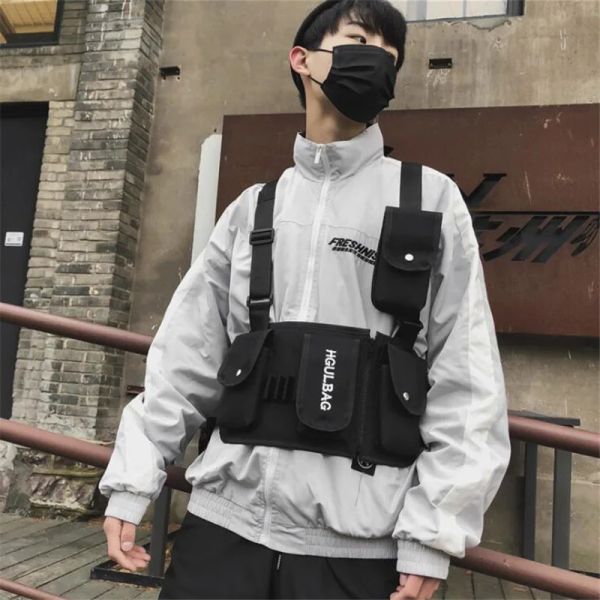 Emballe des sacs de poitrine tactique hommes Black Grey Purple Brown Vest Sacs Punk Hip Hop Taist Packs Brust Tasche Women Techwear Sac à dos Mochila