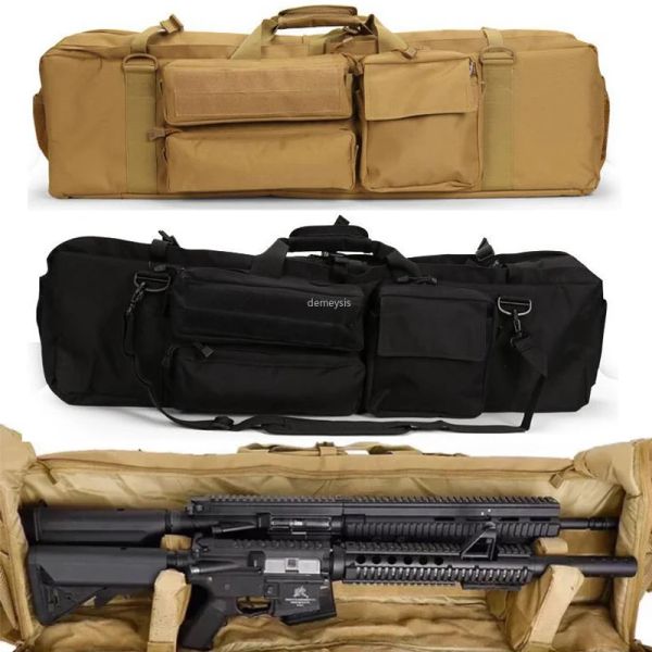 Packs Sac à dos pistolet tactique Sacs de fusil à double carabine Airsoft Military Dual Carbine Carbine Case for Saw M249 M4A1 M16 AR15