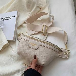 Packs femmes large taille sangle bandoulière poitrine sac femme élégant Plaid PU cuir Fanny Pack dames élégant Fanny Pack 220621290m