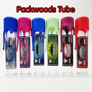 Packwoods Premium Infused Pré-roulé Tubes en verre vide en verre 6 styles tube d'emballage de fleurs d'herbe sèche avec top coloré 2 grammes enveloppement emballage