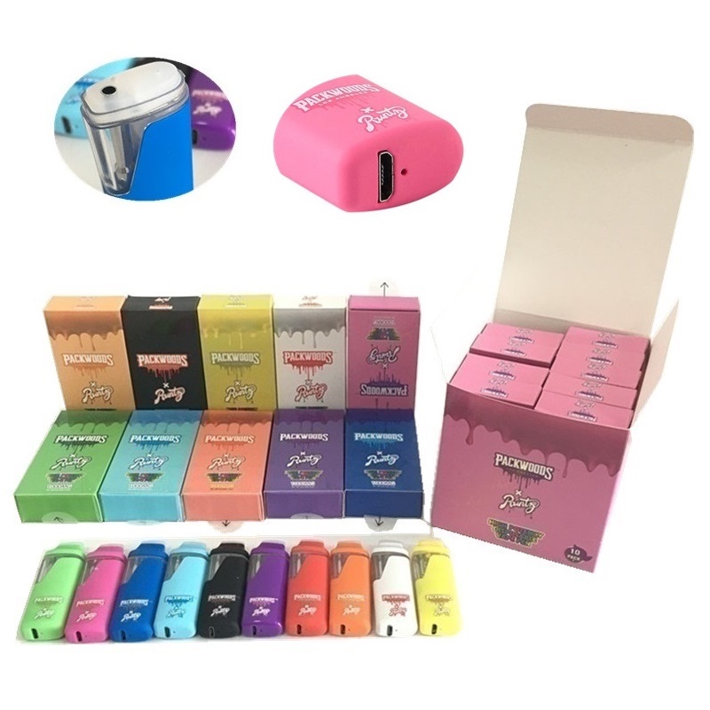 Packwoods X Runtz 1.0ml 2.0ml E cigarettes 10 Flavors Available 380mAh Battery Disposable Vape Pens Bottom USB Charger Rechargeable Device Pods With Drawer box