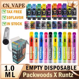 Packwoods X Runtz Live Résine et diamants liquides stylo 10 saveurs 1 ml stylo vape vide rechargeable 1,0 ml pod350Mah batterie rechargeable sans liquide Vapes Pen 10k bouffée