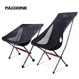 Pacoone Travel Ultralight pliing chaise détachable Portable Lune Chaise de lune extérieure Chaise de pêche de camping plage de randonnée de randonnée Picnic 240430