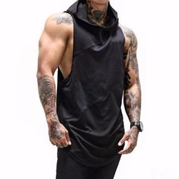 PADEGAO heren fitness hoody tank top zwart wit zomer mouwloze hoodies tees spier workout Singlet t-shirt hiphop tank to255V