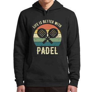 Padel Hoodies grappige sportfans vintage herenkleding casual zacht sweatshirt met capuchon