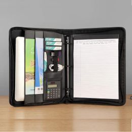 Padfolio 3 Ring Binder Business A4 PU Padfolio Multifinectional Pading Pad Dossier Document Document Bag Organizer Organizer Metfacre with Memo Pad