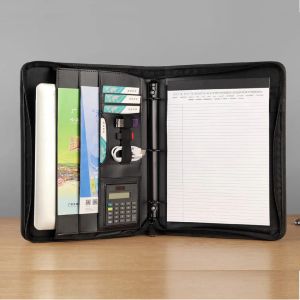 Padfolio 3 Ring Binder Business A4 PU Padfolio Multifinectional Pading Pad Dossier Document Document Bag Organizer Organizer Metfacre with Memo Pad