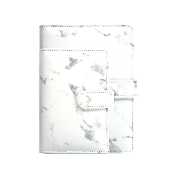 Padfolio A5 A6 PU Cuir Notebook Shell Shell Marble Loseleaf Binder Cover Journal Journal Journal White Marble Print Notebook Covers