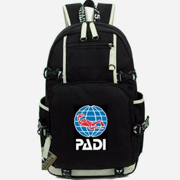 PADI Backpack Daypack Professional Association of Diving Instructors School Bag Packsack Print Rucksack Casual Schoolbag Computer Day Pack