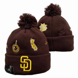 Padres Muts Gebreide San Diego Hoeden Sportteams Honkbal Voetbal Basketbal Mutsen Caps Dames Heren Pom Mode Winter Top Caps Sport Gebreide Hoeden a1