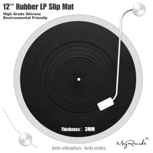 Pads 12 '' LP Antivibratie Siliconenkussen Rubberen LP Slipmat voor fonograaf draaitafel vinyldikte 3 mm platte zachte LP -mat