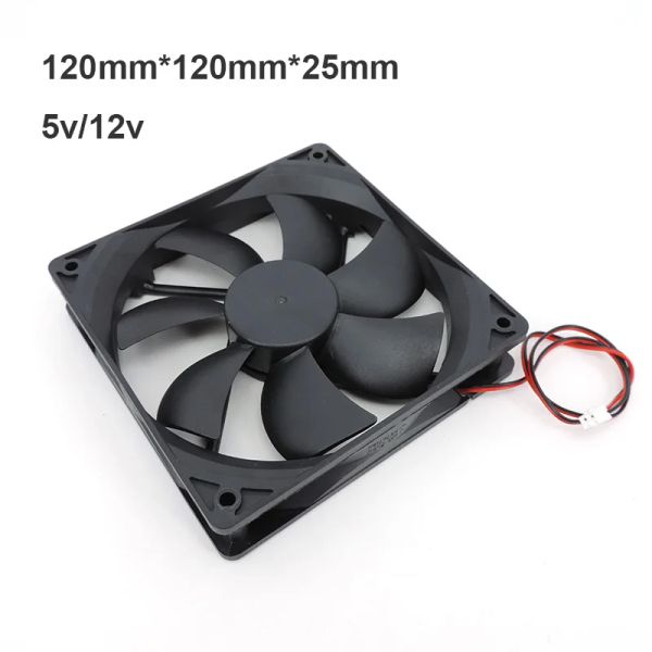 Almohadillas 120 mm 12cm 12025 Ventilador DC 5V 12V 24V 120 mm*120 mm*25 mm Ventilador de enfriamiento sin escobillas Centro de caja para la computadora de 2pin PC 12 cm 0.1a