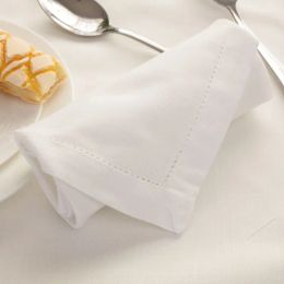 Almohadillas de 12 piezas de servilletas de restaurante cotto cena decoración de servilletas de tela reutilizable sábana de tela de lino blanca para fiesta de bodas
