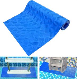 Almohadillas 3 alfombrillas de piscina azules Antislip Textura Protección Mesa de piscina Antislip Mat de escalera Mat de escalera 23x90cm