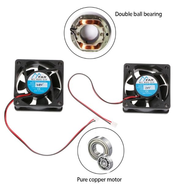 PADS 60X60X25MM MAND 6025 12V 24V pour l'ordinateur DC Fan de refroidissement sans balais 3200rpm USB 2 Pin Sleeve Port PC PC pour boîtier