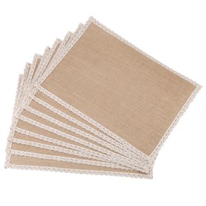 Padons 8pcs Table de lin Table Mat de linage Placemat Set Natural Jute Woven Table Varelle Mat de mariage Décoration de la fête de mariage