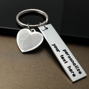 Pads réel empreinte Keychain Keychain Cœur personnalisé Empreintes digitales Keychain Gravé le cadeau de cadeau du couple pour lui