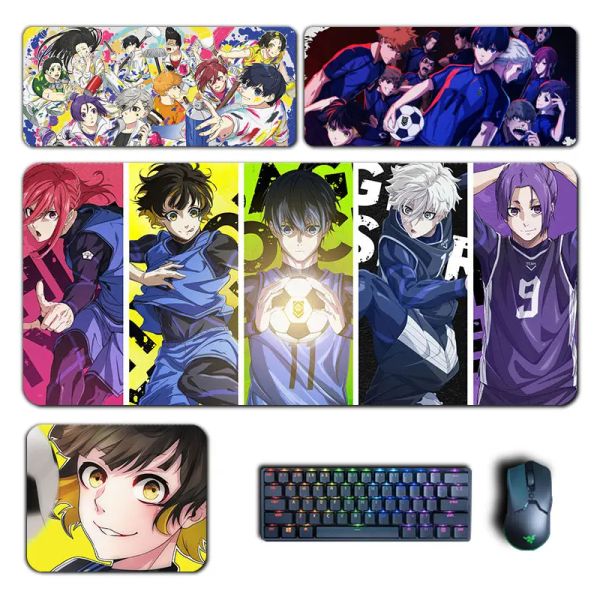 Anime Blue Lock Game Grands tapis de souris Lsagi Yoichi Meguru Rin Tapis de souris pour ordinateur portable Gamer Pad PC Accessoires de jeu Tapis de bureau