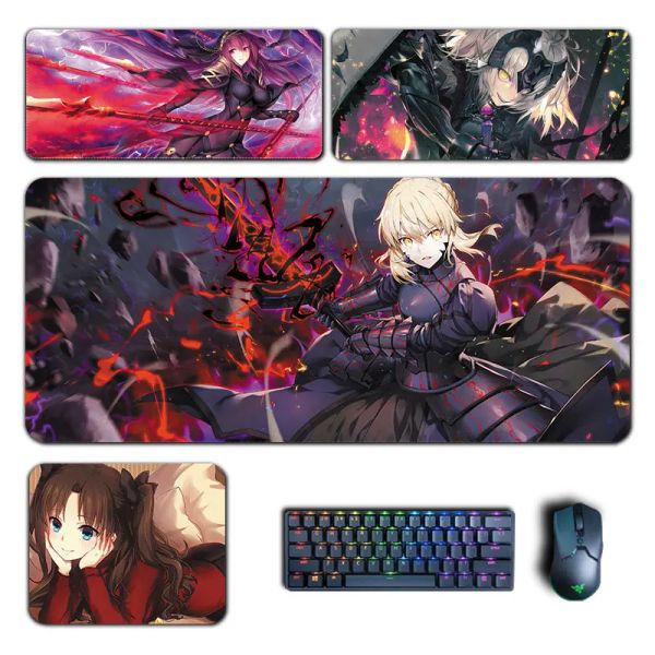 Almohadillas Anime Fate Stay Night Mouse Pad Fate Grand Order Saber Rin Alter Mousepad Computadora Portátil Gamer Pad Accesorios para Juegos Alfombrilla de Escritorio