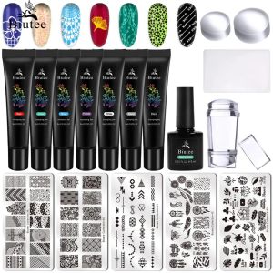 Pads Biutee 8 / 7Colors Kit d'ongle de gel EXTACKING 5pc Nail Emploie Nails Stamper Kit 2021 Nouveau gels polonais Impression Set Hot Pattern