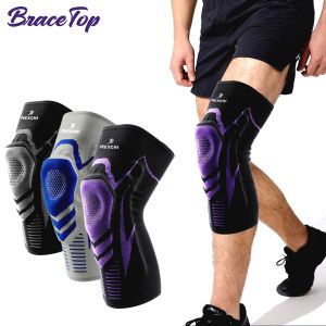 Pads Bracetop 1 Pc Knee Brace Patella Protector Silicone Spring Pad Basketball Running Compression Support Support Sports Kneepads