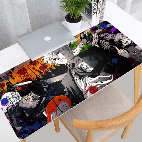 Tapis de souris Chainsaw Man Denji 900x400, accessoires de jeu personnalisés, tapis de souris pour ordinateur portable, antidérapant, étendu, tapis de bureau, tapis de jeu