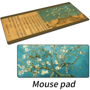 Tapis de souris de style chinois avec texte antique, grand tapis de souris antidérapant, point noué, tapis de bureau, d'affaires, personnalisé et créatif
