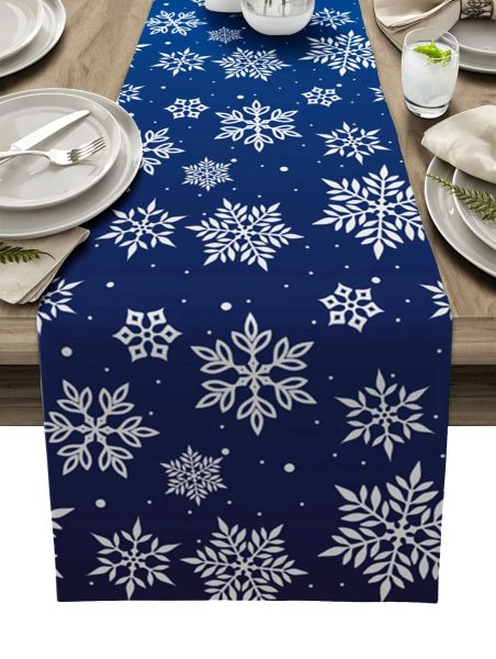 Pads Christmas Blue Snowflake Table Coureurs Doineuse Commasseur Swecor Decor Winter Noël Table à manger Runners décorations de Noël