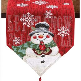 Pads Christmas Snowman Table Runner Snowflake Cotton Linen TV Cabinet Cabinet pour manger des tables de Nouvel An à dîner